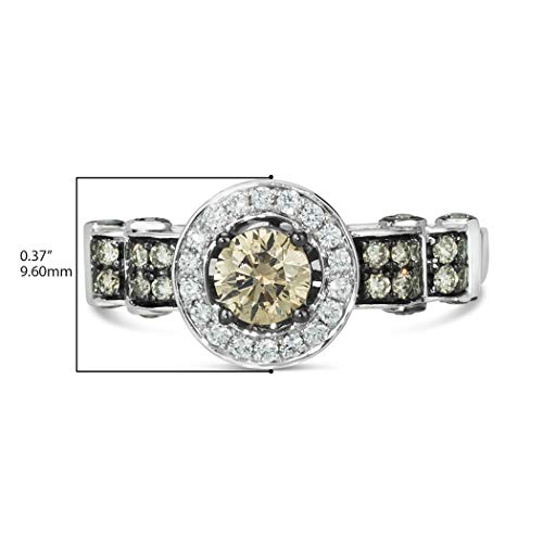 1 1/5 Carat White and Chocolate Diamond Halo Scalloped Ring for Women in 14k White Gold (G-H/Fancy Brown, VS2-SI1, cttw) Anniversary Promise Ring Size 5 to 9.5 by LeVian