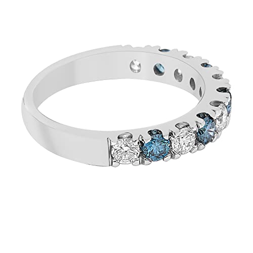 New World Diamonds 14k White Gold Lab-Created Blue Diamond Wedding Ring Band (1.00 cttw, F-G Color, VS-SI Clarity)