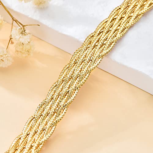 SISGEM 18k Yellow Gold Braided Bracelet for Women, 11mm Width Real Gold Italian Woven Link Bracelet Fine Jewelry Gift for Her, 7.5inch Adjustable Length