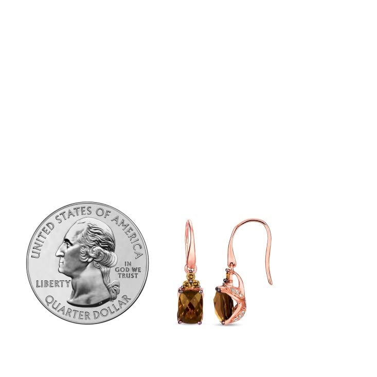 White and Chocolate Diamond with Gemstone Drop Hoop or Stud Earrings for Women in 14k Rose or Yellow Gold (G-H/Fancy Brown, VS2-SI1, cttw) Push Back Studs Leverback Earrings by LeVian