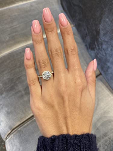 GLAM AND GEMS 1/2 Carat Lab Grown Diamond and 2 Carat Moissanite Engagement Ring for Women in 14k White/Yellow/Rose Gold (D-E, VS, cttw) Wedding Ring Size 5.5 to 8 (10)