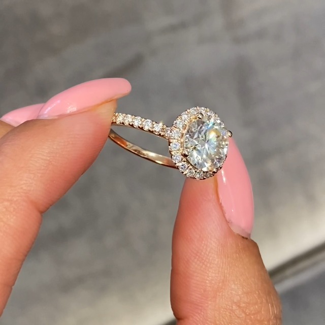 GLAM AND GEMS 1/2 Carat Lab Grown Diamond and 2 Carat Moissanite Engagement Ring for Women in 14k White/Yellow/Rose Gold (D-E, VS, cttw) Wedding Ring Size 5.5 to 8 (10)