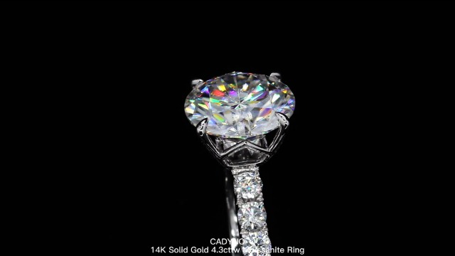 14K White Gold Engagement Ring, 4.3CTTW (3.5CT Center Stone) Moissanite Lab Grown Created Diamond, D Color and Flawless, Solid Real White Gold Wedding Anniversary Promise Ring for Women