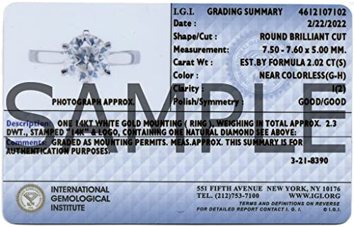 Dazzlingrock Collection IGI Certified 2.02 Carat (ctw) 14K Round Diamond Ladies Solitaire Ring 2 CT, White Gold