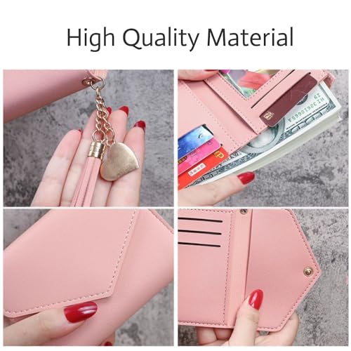 ICEMOB Women s Coin Wallet Compact Coin Purse with ID Window and RFID Blocking,Pink