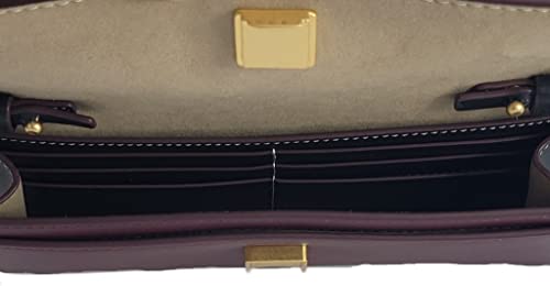 Tory Burch 139566 Juliette Claret Purple/Cream White With Gold Hardware Women s Chain Wallet