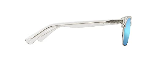 Maui Jim Unisex Sunglasses Clear Frame, Blue Hawaii Mirror Polarized Lenses, 54MM