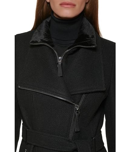 Calvin Klein Women s Angled Twill Fabric Wing Collar Coat