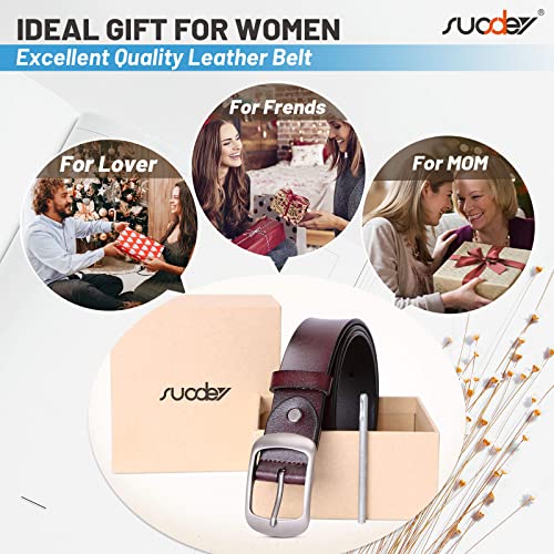 SUOSDEY Fashion Womens Genuine Leather Belt, Cowhide Waist Belt with Pin Buckle for Jeans Pants