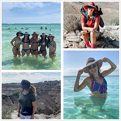 Womens Ponytail Sun Hat UV Protection Wide Brim Foldable Summer Beach Fishing Hats