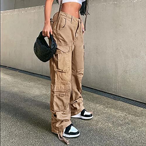 High Waist Baggy Cargo Jeans for Women Flap Pocket Relaxed Fit Straight Wide Leg Y2K Fashion Jeans