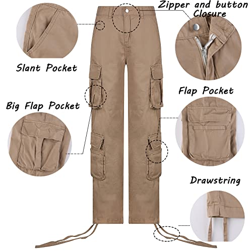 High Waist Baggy Cargo Jeans for Women Flap Pocket Relaxed Fit Straight Wide Leg Y2K Fashion Jeans