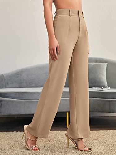MakeMeChic Women s Summer Solid High Waist Wide Leg Trousers Office Work Pants