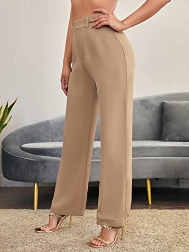 MakeMeChic Women s Summer Solid High Waist Wide Leg Trousers Office Work Pants