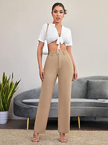 MakeMeChic Women s Summer Solid High Waist Wide Leg Trousers Office Work Pants