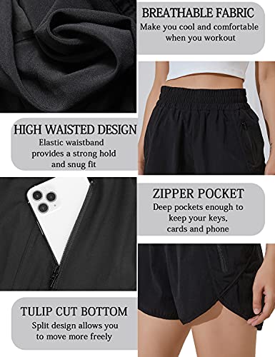 BMJL Women s Running Shorts Elastic High Waisted Shorts Pocket Sporty Workout Shorts Quick Dry Athletic Shorts Pants