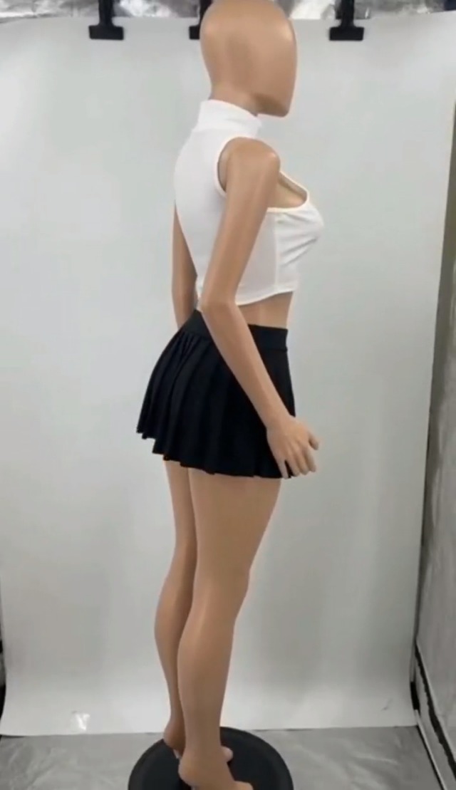 Mini Pleated Skirts for Women Sexy Black Mini Skirt with Slit Womens Girl Y2k Short Cargo Skirt Skater A-line Pleated Skirt