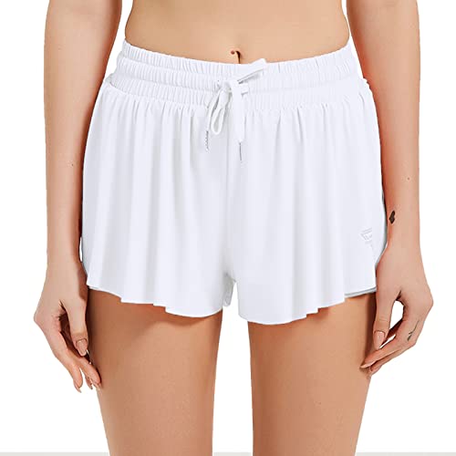 Butterfly Shorts for Women TikTok, 2 in 1 Flowy Athletic Running Shorts Yoga Workout Biker Exercise Spandex Skirts