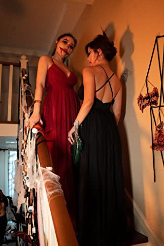 XXTAXN Women s Sexy Deep V Neck Split Cocktail Party Formal Bridesmaid Maxi Dress