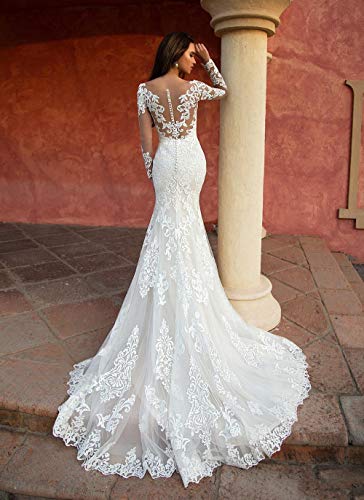WaterDress Beach Wedding Dresses for Bride 2022 Long Sleeve Lace Boho Bridal Gowns for Women WDW001