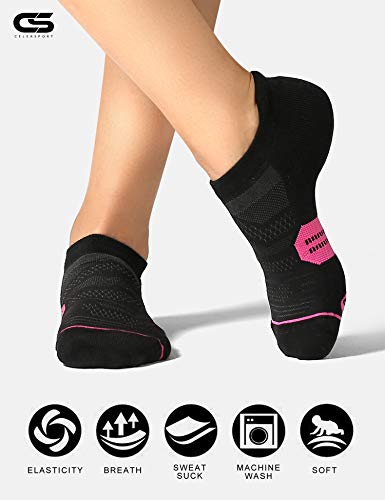 CS CELERSPORT 6 Pack Women s Ankle Running Socks Cushioned Low Cut Tab Athletic Socks