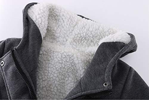 JiangWu Womens Fashion Horn Button Fleece Thicken Coat with Hood Winter Warm Jacket