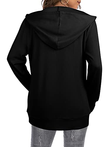 Saloogoe Lightweight Zip Up Hoodies for Women Hooded Sweatshirts Long Sleeve Thin Jacket with Zipper