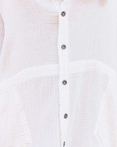 iGENJUN Women s Long Sleeve Beach Cover-ups Button Down Oversized Tunic Dress Shirt Boho Dresses with Pockets