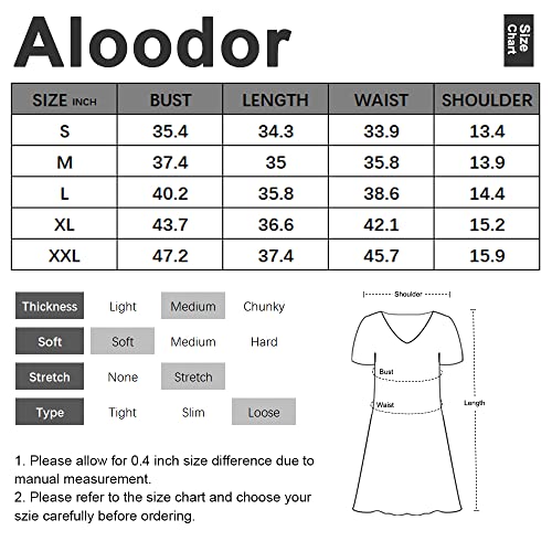 Aloodor Women s Casual Dresses Short Sleeve V-Neck Dress with Pockets