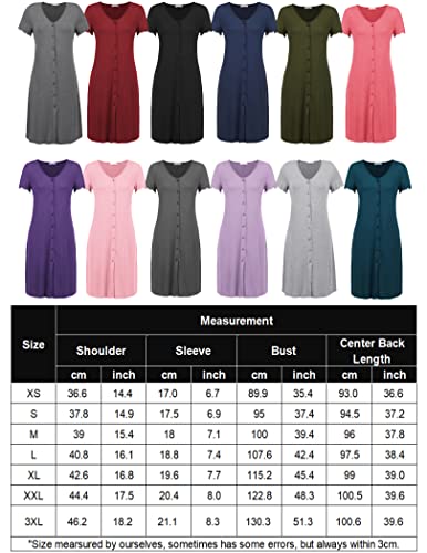 Ekouaer Women s Nightshirt Short Sleeve Button Down Nightgown V-Neck Sleepwear Pajama Dress