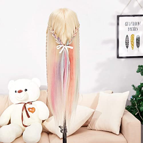 Neverland Beauty 30   Mannequin Head Hair Styling Synthetic Fiber Training Head Manikin Cosmetology Doll Head Hairdresser Practice Styling with Braided Tools and Table Clamp