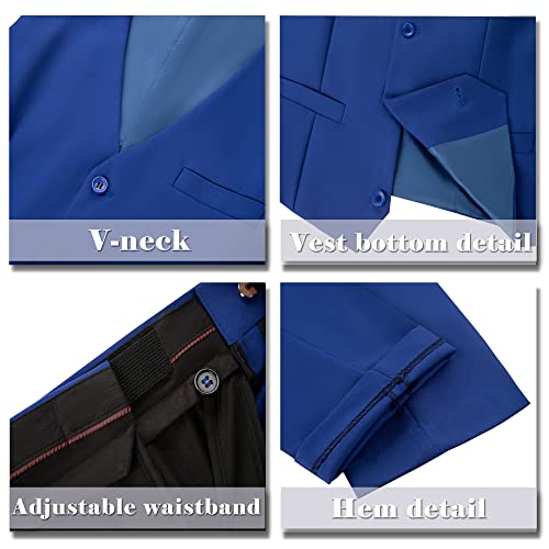 XUELC Men Suits 2 Pieces Vest+Pants+Tie Set V-Neck Slim Fit Casual Waistcoat Suit