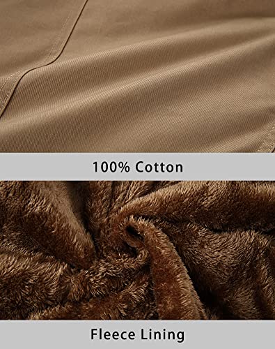 HJWWIN Men s Winter Military Jacket Thicken Fleece Lined Parka Jacket Mid Length Warm Coat with Removable Hood