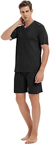 MoFiz Mens Pajama Sets Short Sleeve Pyjama Modal Sleepwear Loungewear Nightwear Sets Comfortable Lightweight Pj s Sleep Sets