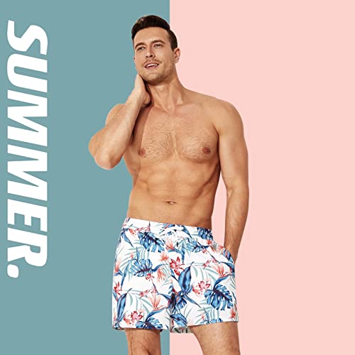 BRISIRA Swim Trunks Men Quick Dry Swim Shorts 5 inch Inseam Stretch Water Beach Shorts with Compression Liner Zipper Pocket