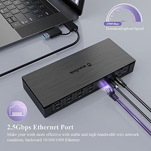WAVLINK Enterprise-Level Universal Docking Station,20-in-1 USB-C Quad 4K Dual 5K@60Hz Display Dock with 100W Charging,4xDisplayPort(1.2),4xHDMI(2.0),2.5G Ethernet,USB 3.1/3.0-A,USB-C(PD30W)