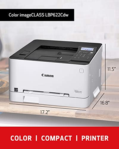 Canon Color imageCLASS LBP622Cdw Wireless Single-Function Laser Printer - Print only - 5-line LCD, 22 ppm, 600 x 600 dpi, 1GB Memory, Auto 2-Sided Printing, 8.5 x 14, Ethernet, BROAG Printer Cable
