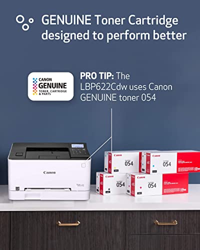 Canon Color imageCLASS LBP622Cdw Wireless Single-Function Laser Printer - Print only - 5-line LCD, 22 ppm, 600 x 600 dpi, 1GB Memory, Auto 2-Sided Printing, 8.5 x 14, Ethernet, BROAG Printer Cable