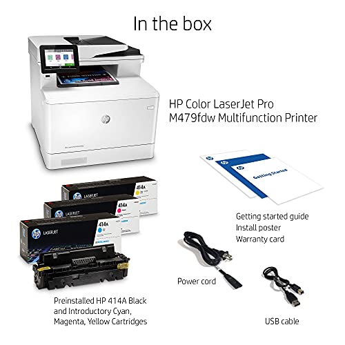 HP Color LaserJet Pro Multifunction M479fdw Wireless Laser Printer with One-Year, Next-Business Day, Onsite Warranty (W1A80A), White