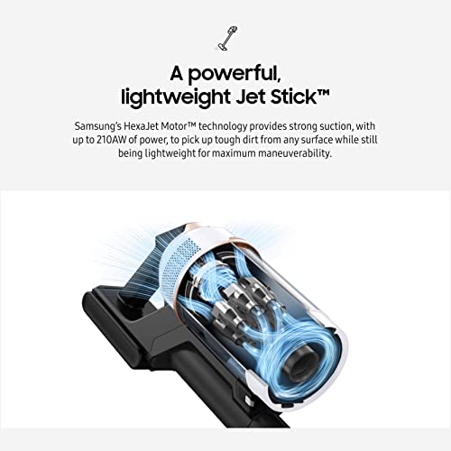 SAMSUNG BESPOKE Jet Cordless Stick Vacuum Cleaner w/ Clean Station, Powerful Multi-Surface Floor Cleaning for Carpet, Hardwood, Tile, 5-Layer Filter, Lightweight, VS20A9500AW/AA, 2023, Misty White