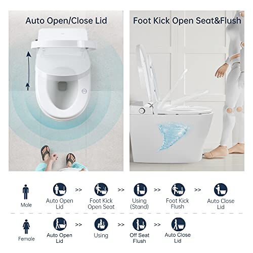 EPLO Smart Bidet Toilet with Tank Built in, Auto open/close,Heated Seat,Warm Water,Auto Flush,Nightlight,Remote Control,Elongated One Piece Electric Toilet for Bathrooms