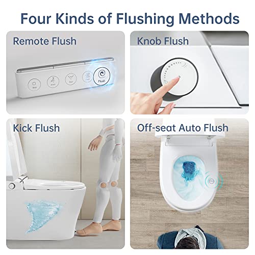 EPLO Smart Bidet Toilet with Tank Built in, Auto open/close,Heated Seat,Warm Water,Auto Flush,Nightlight,Remote Control,Elongated One Piece Electric Toilet for Bathrooms