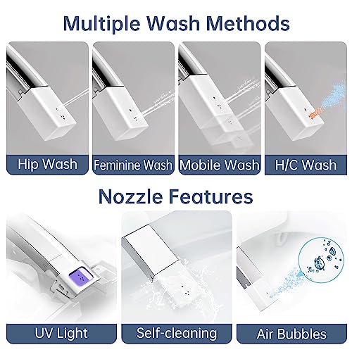 EPLO Smart Bidet Toilet with Tank Built in, Auto open/close,Heated Seat,Warm Water,Auto Flush,Nightlight,Remote Control,Elongated One Piece Electric Toilet for Bathrooms