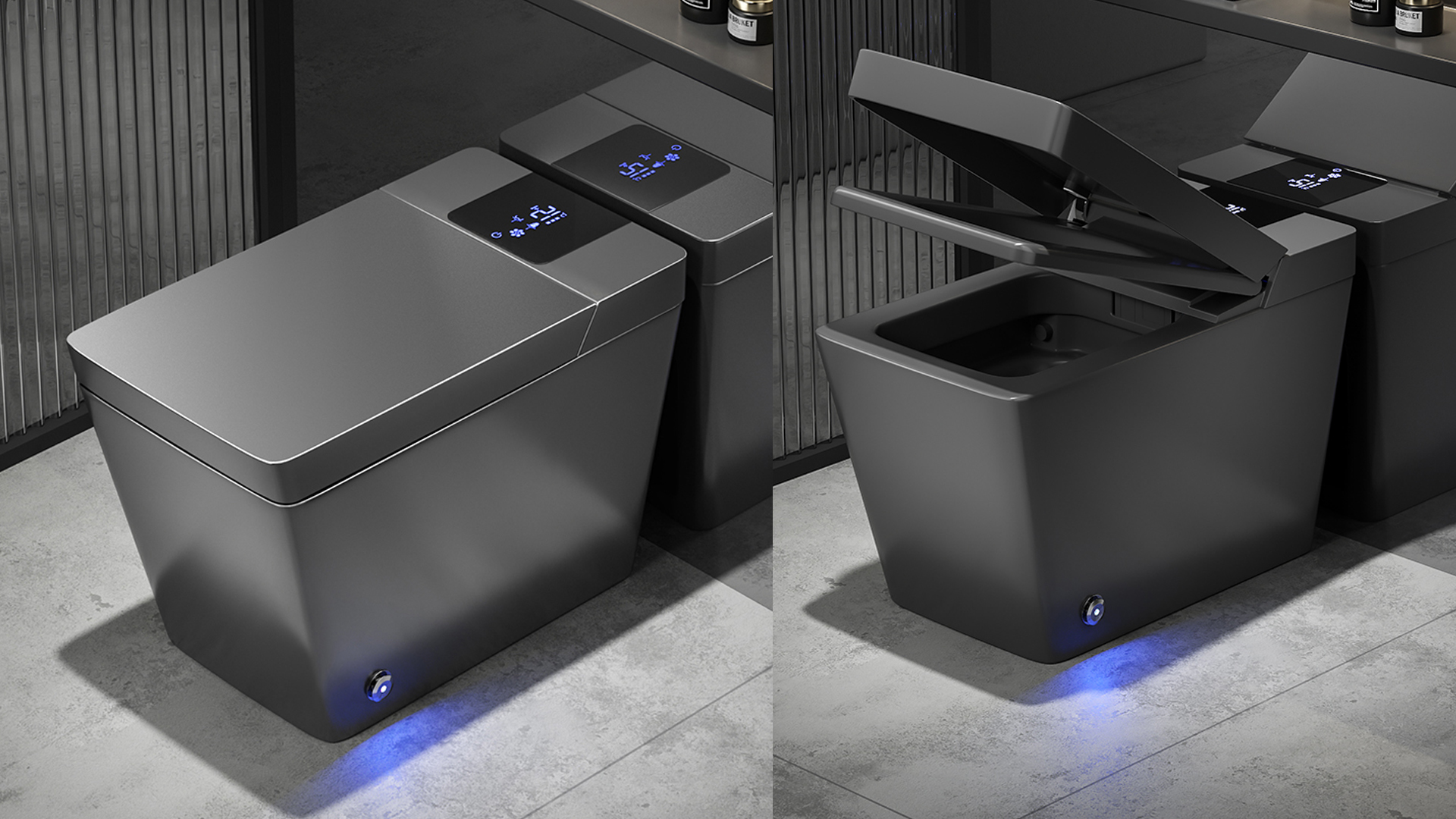 ZAHEES Smart Bidet Toilet for Bathroom with Remote Control, Modern Intelligent One Piece Tankless Toilet with Heated Bidet Seat, Warm Water and Dry, Auto Open/Close Lid, Auto Dual Flush.(Gun grey)