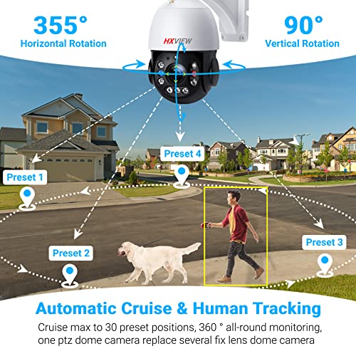 HXVIEW Security Camera Outdoor Bundle with 30X Optical Zoom Camera, 4K 8MP POE Security Camera System, AI Human Vehicle Detection