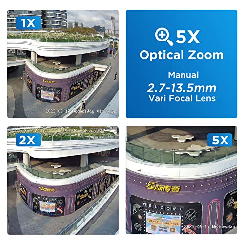 GWSECU 16 Channel Camera Systems with 4TB HDD, 5X Optical Zoom AI Human Vehicle Detection, 16x 4K IP66 IK10 Vandal-Proof Dome Microphone Security IP Cameras 2.7-13.5mm Manual Zoom Lens, G81616SD57