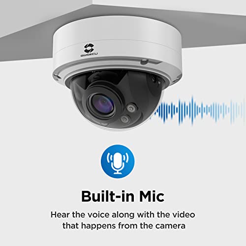 GWSECU 16 Channel Camera Systems with 4TB HDD, 5X Optical Zoom AI Human Vehicle Detection, 16x 4K IP66 IK10 Vandal-Proof Dome Microphone Security IP Cameras 2.7-13.5mm Manual Zoom Lens, G81616SD57