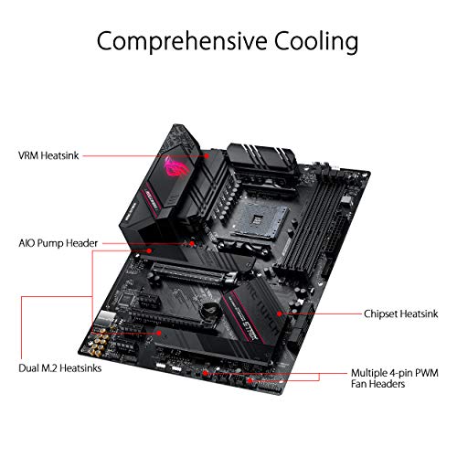 ASUS ROG Strix B550-F Gaming AMD AM4 Zen 3 Ryzen 5000 & 3rd Gen Ryzen ATX Gaming Motherboard (PCIe 4.0, 2.5Gb LAN, BIOS Flashback, HDMI 2.1, Addressable Gen 2 RGB Header and Aura Sync)