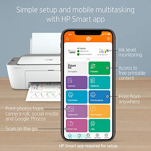 HP DeskJet 2755e Wireless Color All-in-One Printer with bonus 6 months Instant Ink (26K67A)