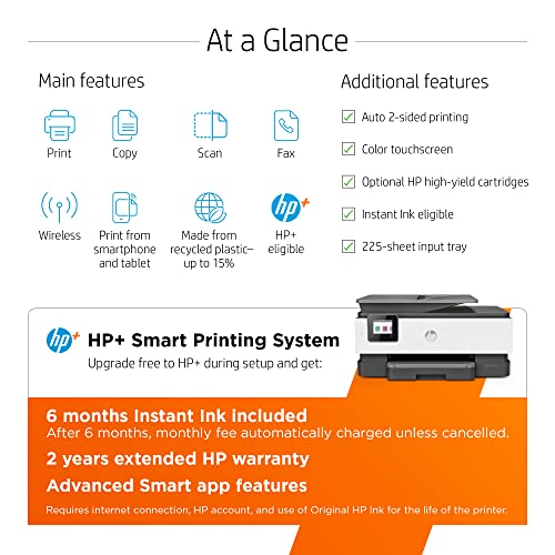 HP OfficeJet Pro 8025e Wireless Color All-in-One Printer with bonus 6 free months Instant Ink with HP+ (1K7K3A)